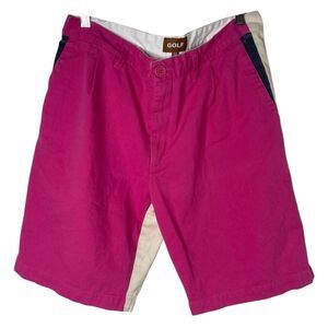 Vintage Golf Brand Shorts Mens 34 Cotton Chino Flat Front Pink Khaki